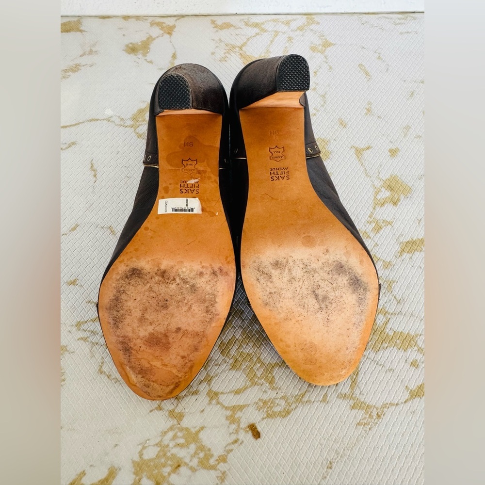 🔥🔥FINAL CLEARENCE🔥🔥 SAKS FIFTH AVENUE Vintage Mary Jane Brown Leather Shoes - Picture 9 of 10